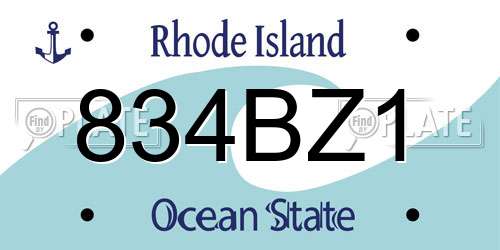 834BZ1 Rhode Island License Plate