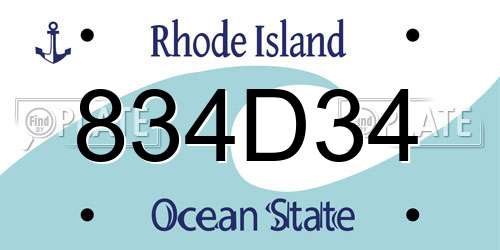 834D34 Rhode Island License Plate