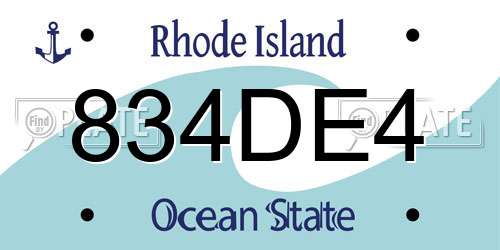 834DE4 Rhode Island License Plate