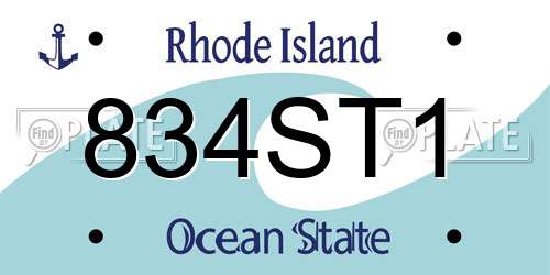 834ST1 Rhode Island License Plate