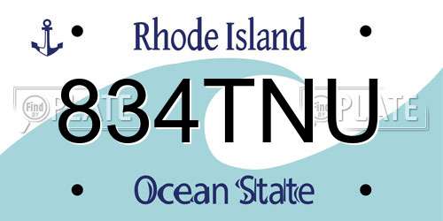 834TNU Rhode Island License Plate