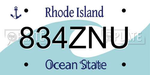 834ZNU Rhode Island License Plate