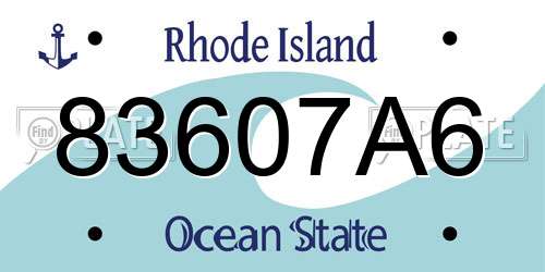 83607A6 Rhode Island License Plate