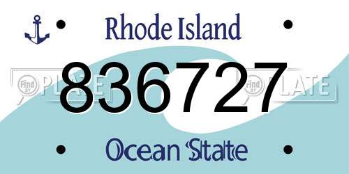 836727 Rhode Island License Plate