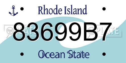83699B7 Rhode Island License Plate