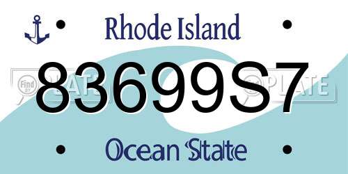 83699S7 Rhode Island License Plate