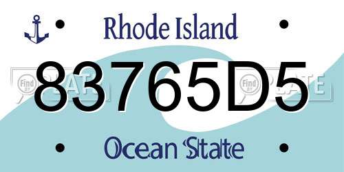83765D5 Rhode Island License Plate