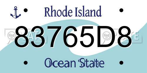 83765D8 Rhode Island License Plate