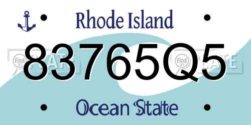 83765Q5 Rhode Island License Plate