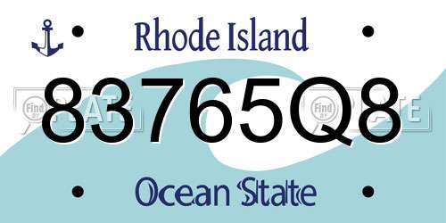 83765Q8 Rhode Island License Plate