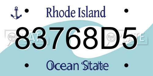 83768D5 Rhode Island License Plate