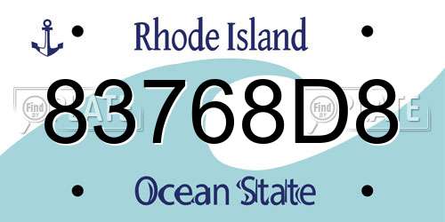 83768D8 Rhode Island License Plate