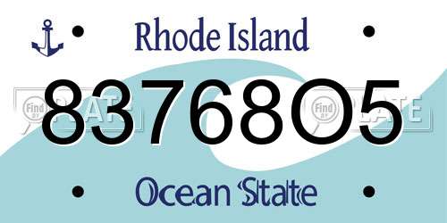 83768O5 Rhode Island License Plate