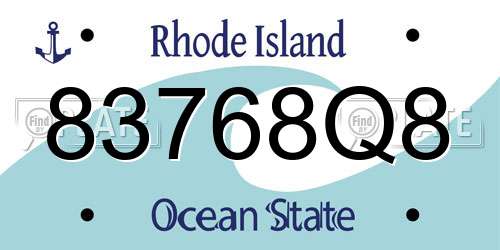 83768Q8 Rhode Island License Plate