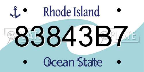 83843B7 Rhode Island License Plate