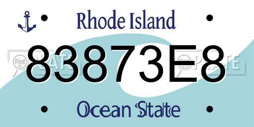 83873E8 Rhode Island License Plate