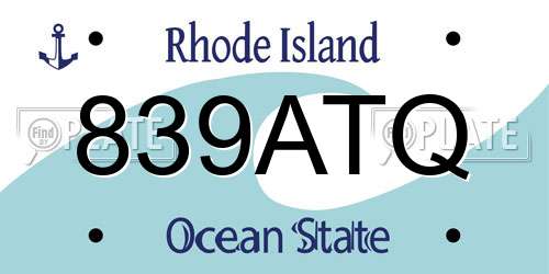 839ATQ Rhode Island License Plate