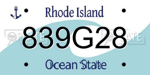 839G28 Rhode Island License Plate
