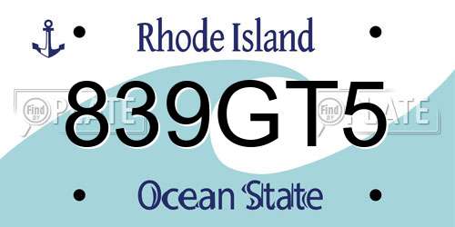 839GT5 Rhode Island License Plate