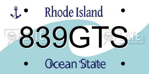 839GTS Rhode Island License Plate