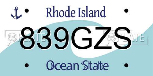 839GZS Rhode Island License Plate