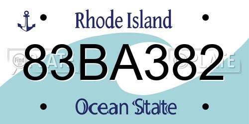 83BA382 Rhode Island License Plate