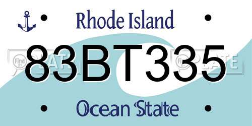 83BT335 Rhode Island License Plate