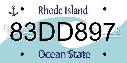 83DD897 Rhode Island License Plate