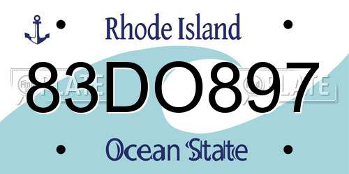 83DO897 Rhode Island License Plate