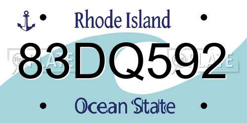 83DQ592 Rhode Island License Plate
