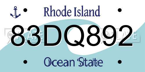 83DQ892 Rhode Island License Plate