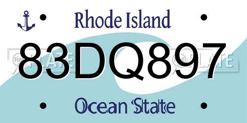 83DQ897 Rhode Island License Plate