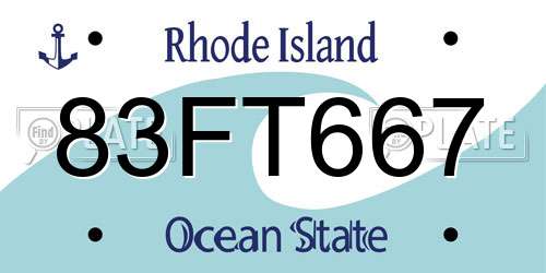 83FT667 Rhode Island License Plate