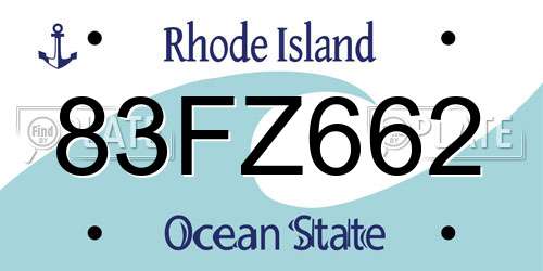 83FZ662 Rhode Island License Plate