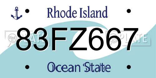 83FZ667 Rhode Island License Plate