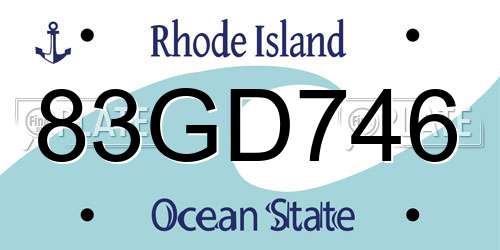 83GD746 Rhode Island License Plate