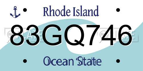 83GQ746 Rhode Island License Plate
