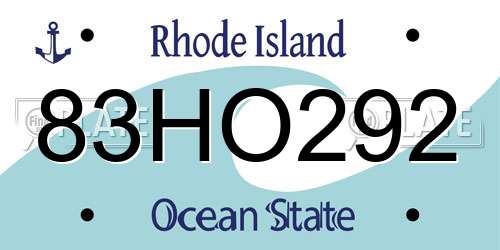 83HO292 Rhode Island License Plate