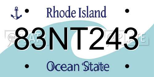 83NT243 Rhode Island License Plate