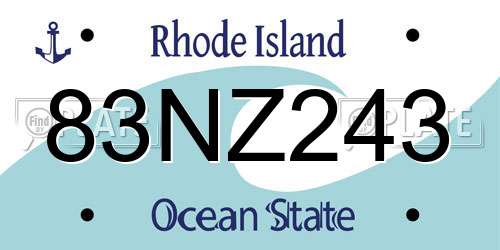 83NZ243 Rhode Island License Plate