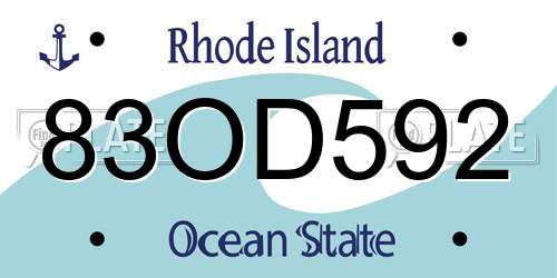 83OD592 Rhode Island License Plate