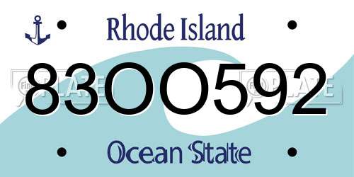 83OO592 Rhode Island License Plate