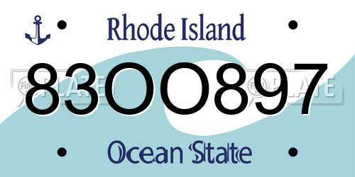 83OO897 Rhode Island License Plate