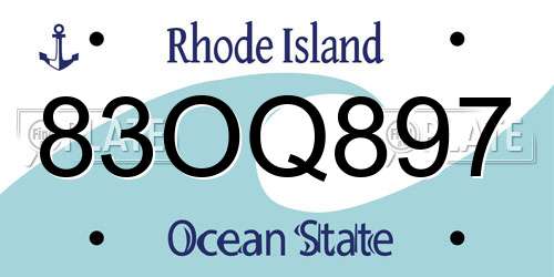 83OQ897 Rhode Island License Plate