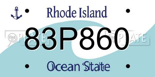 83P860 Rhode Island License Plate