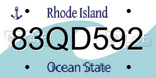 83QD592 Rhode Island License Plate