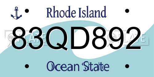 83QD892 Rhode Island License Plate