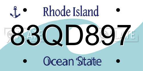 83QD897 Rhode Island License Plate