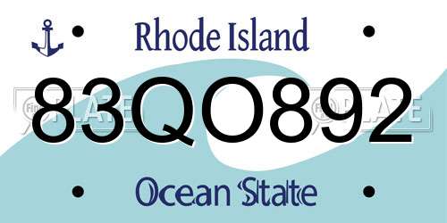 83QO892 Rhode Island License Plate