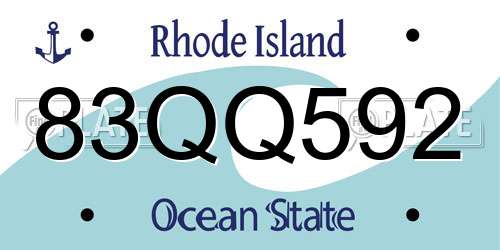 83QQ592 Rhode Island License Plate